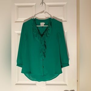 Anthropologie Green Tunic Blouse